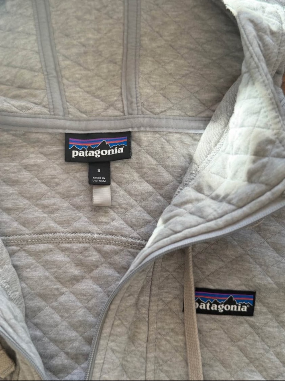 Patagonia Quilted Hooded Bomber Jacket in Light Gray - Picture 3 of 8